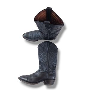 Tony Lama Mens Cowboy Boots Black Western Leather Round CZ820 Ol Buck Size 10D